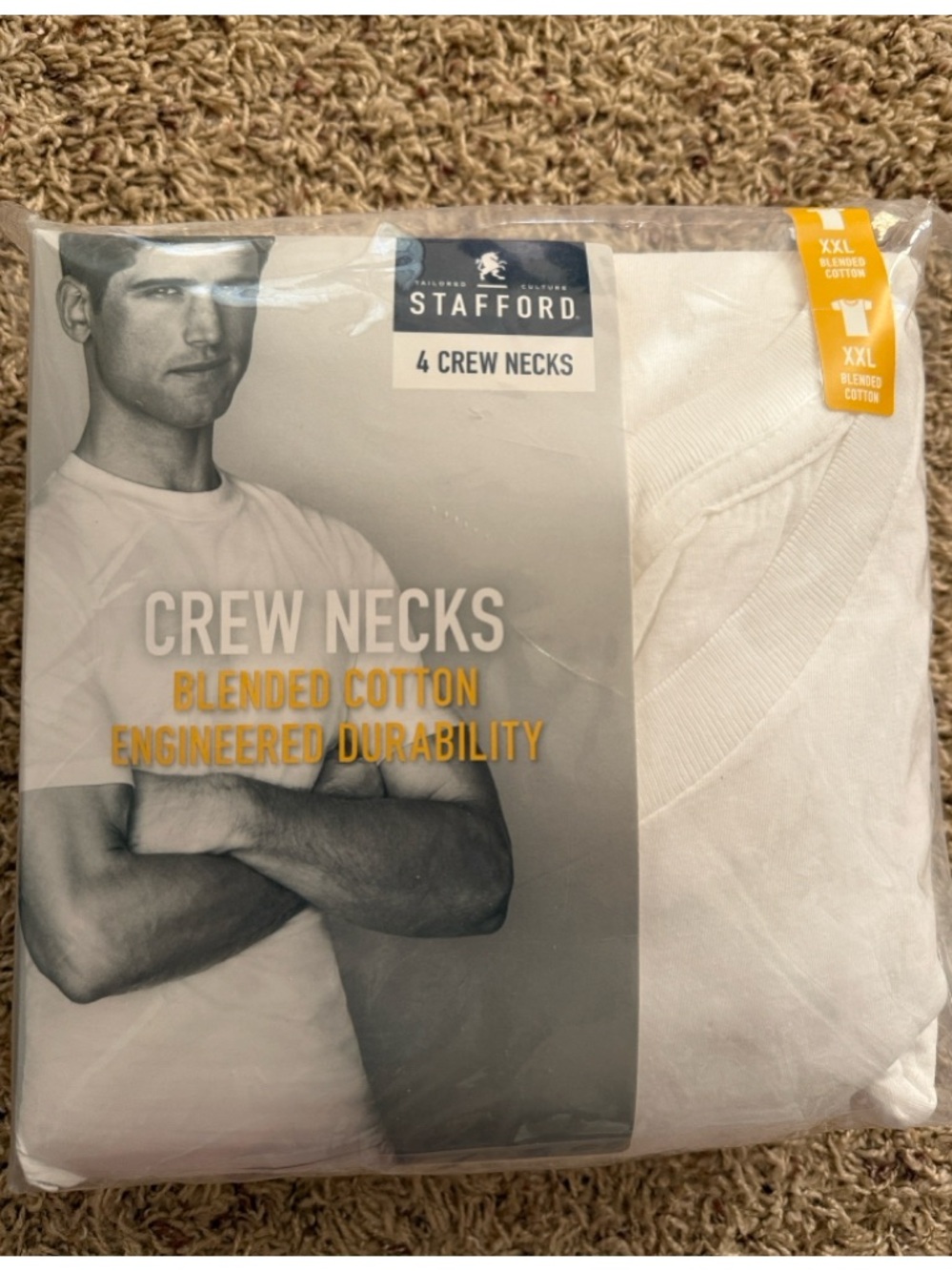 Stafford Men’s 4-Pack Short Sleeve Crew Neck T-Shirt Size XXL